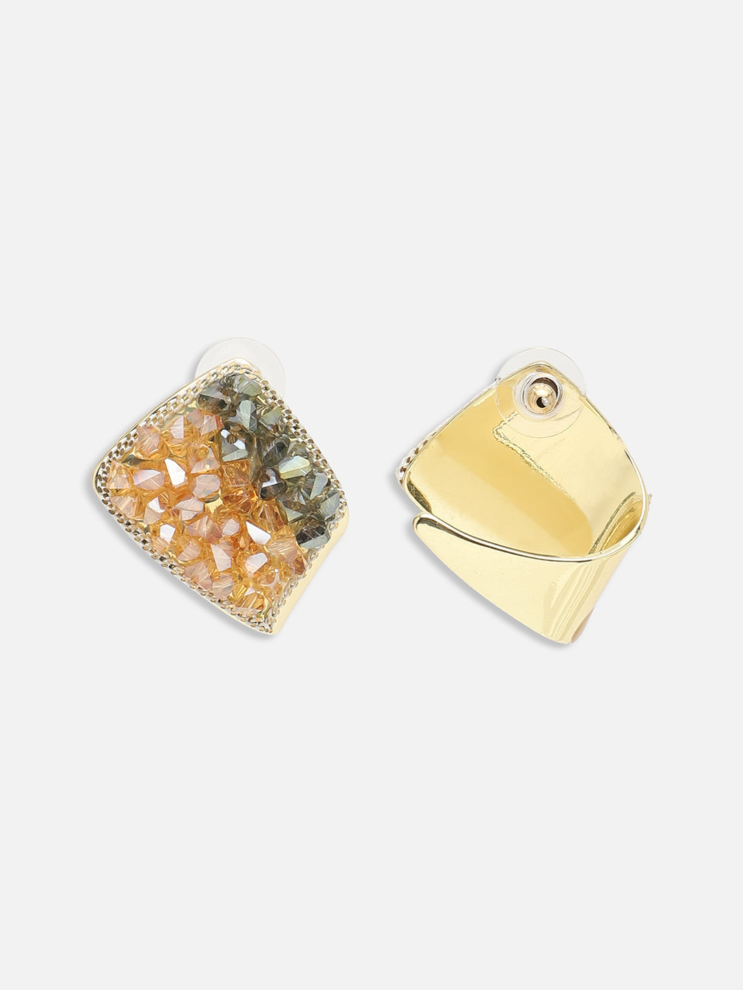 GOLD PLATED PARTY DESIGNER STONE STUD FOR WOMEN