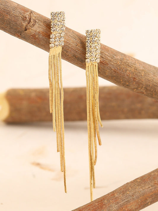 GOLD PLATED PARTY DESIGNER STONE DROP EARRING FOR WOMEN