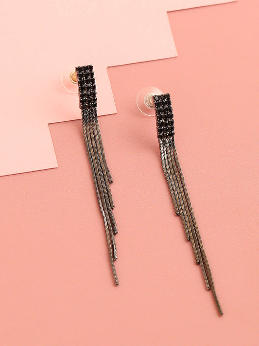 GOLD PLATED PARTY DESIGNER STONE DROP EARRING FOR WOMEN