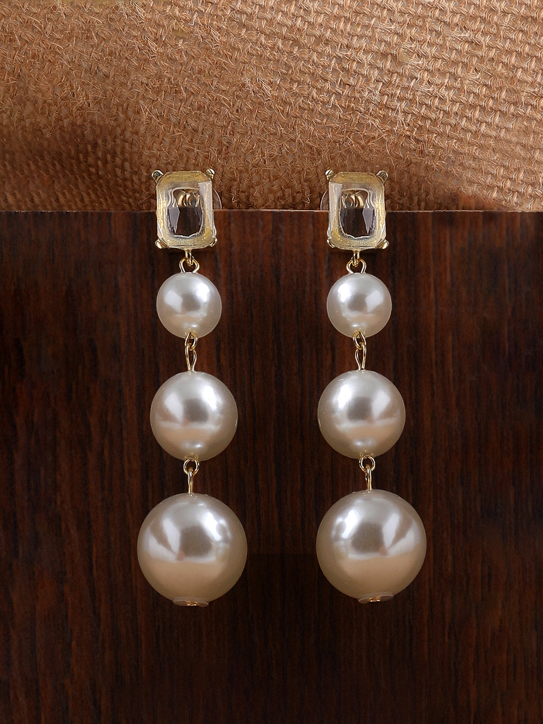 GOLD PLATED PARTY PEARLS DROP EARRING FOR WOMEN