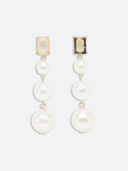 GOLD PLATED PARTY PEARLS DROP EARRING FOR WOMEN