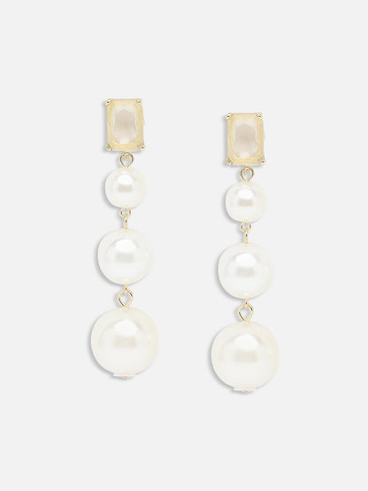 GOLD PLATED PARTY PEARLS DROP EARRING FOR WOMEN