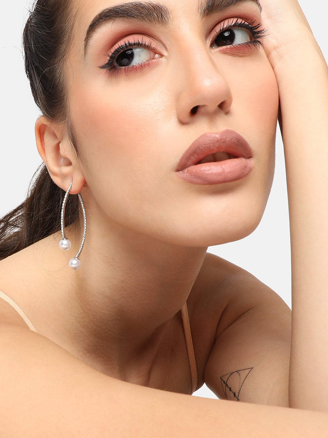 SILVER PLATED PARTY PEARLS DROP EARRING FOR WOMEN