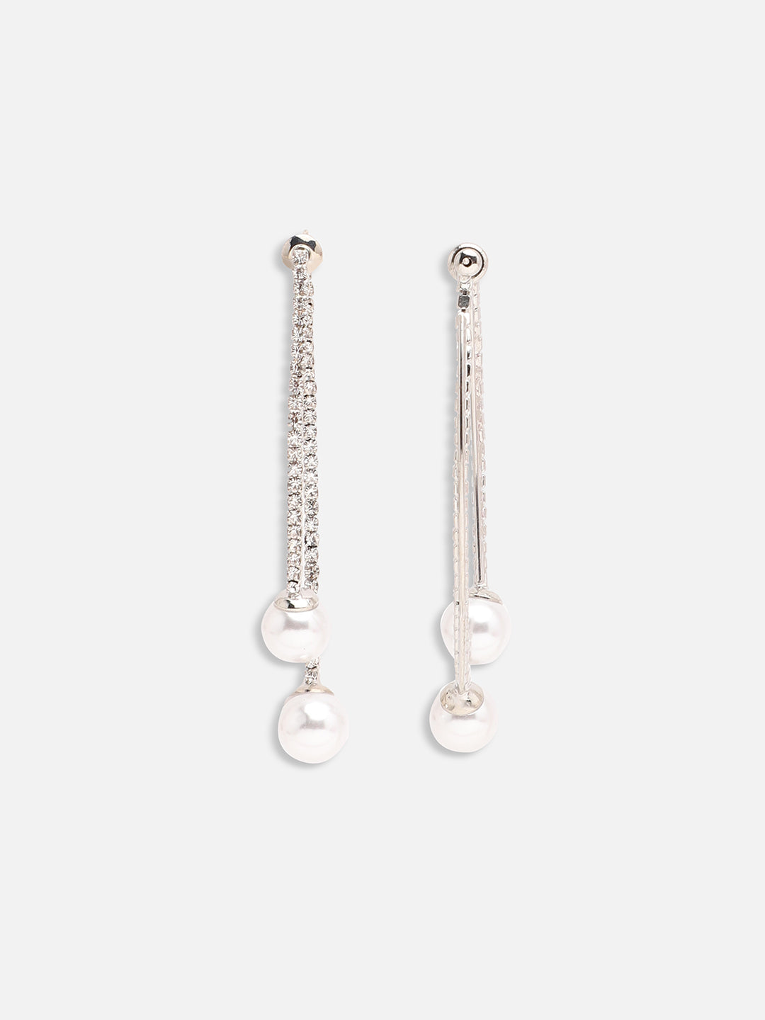 SILVER PLATED PARTY PEARLS DROP EARRING FOR WOMEN