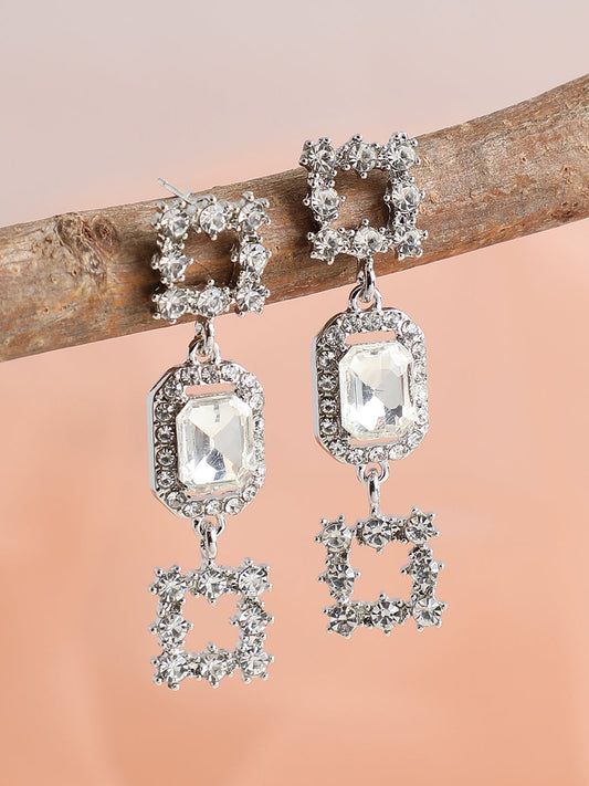 GOLD PLATED PARTY DESIGNER STONE DROP EARRING FOR WOMEN
