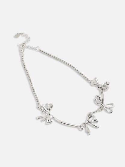 SILVER PLATED PARTY DESIGNER STONE NECKLACE FOR WOMEN