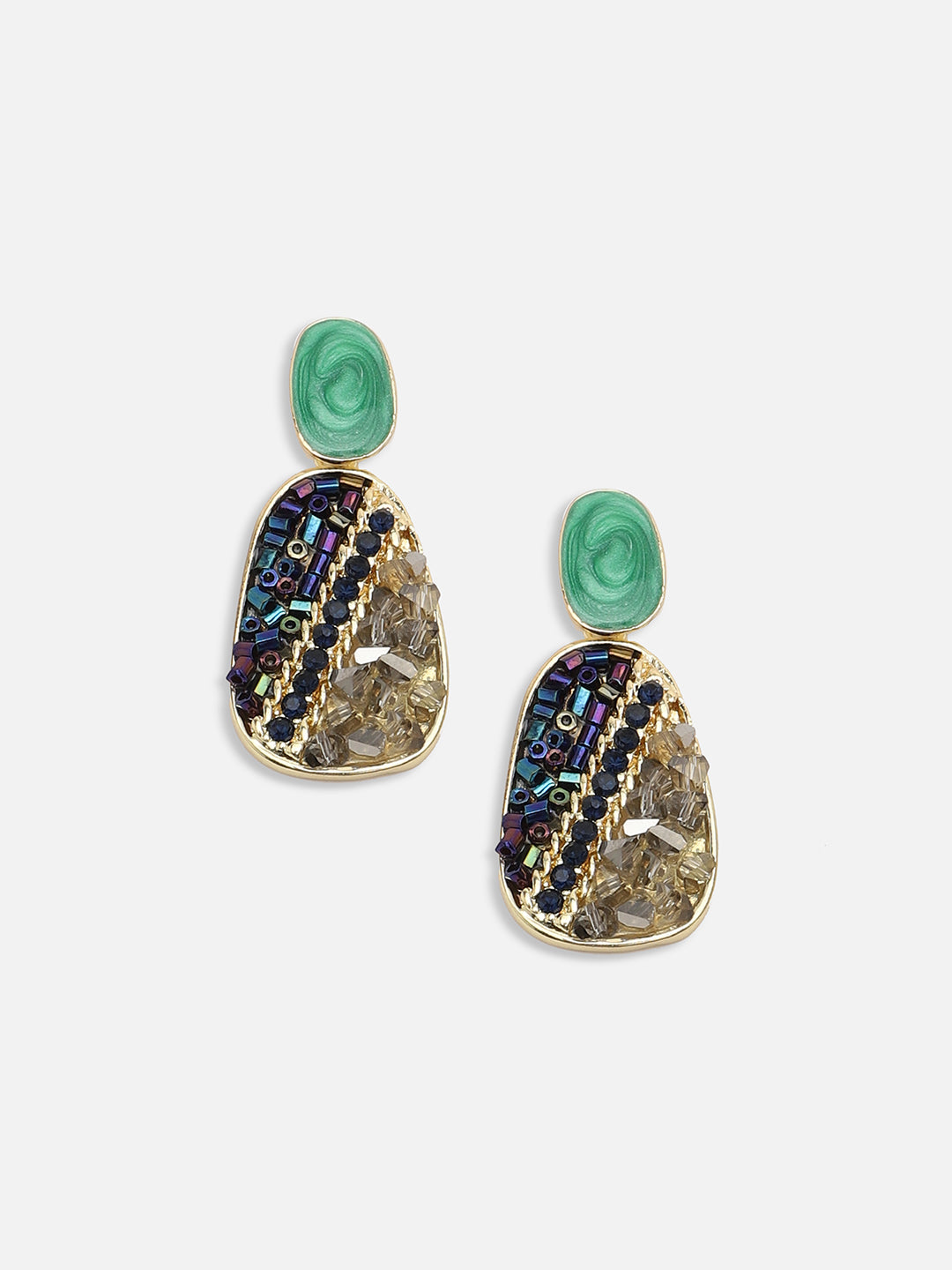 GOLD PLATED PARTY DESIGNER STONE DROP EARRING FOR WOMEN