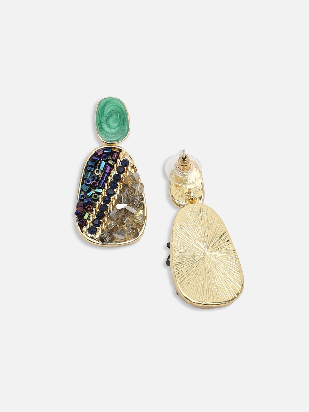 GOLD PLATED PARTY DESIGNER STONE DROP EARRING FOR WOMEN