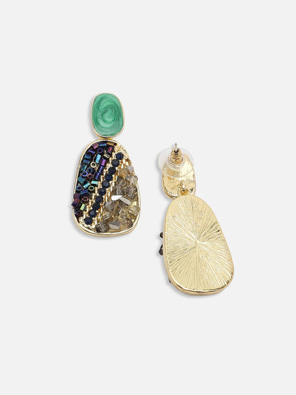 GOLD PLATED PARTY DESIGNER STONE DROP EARRING FOR WOMEN
