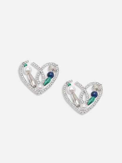 SILVER PLATED PARTY DESIGNER STONE STUD FOR WOMEN
