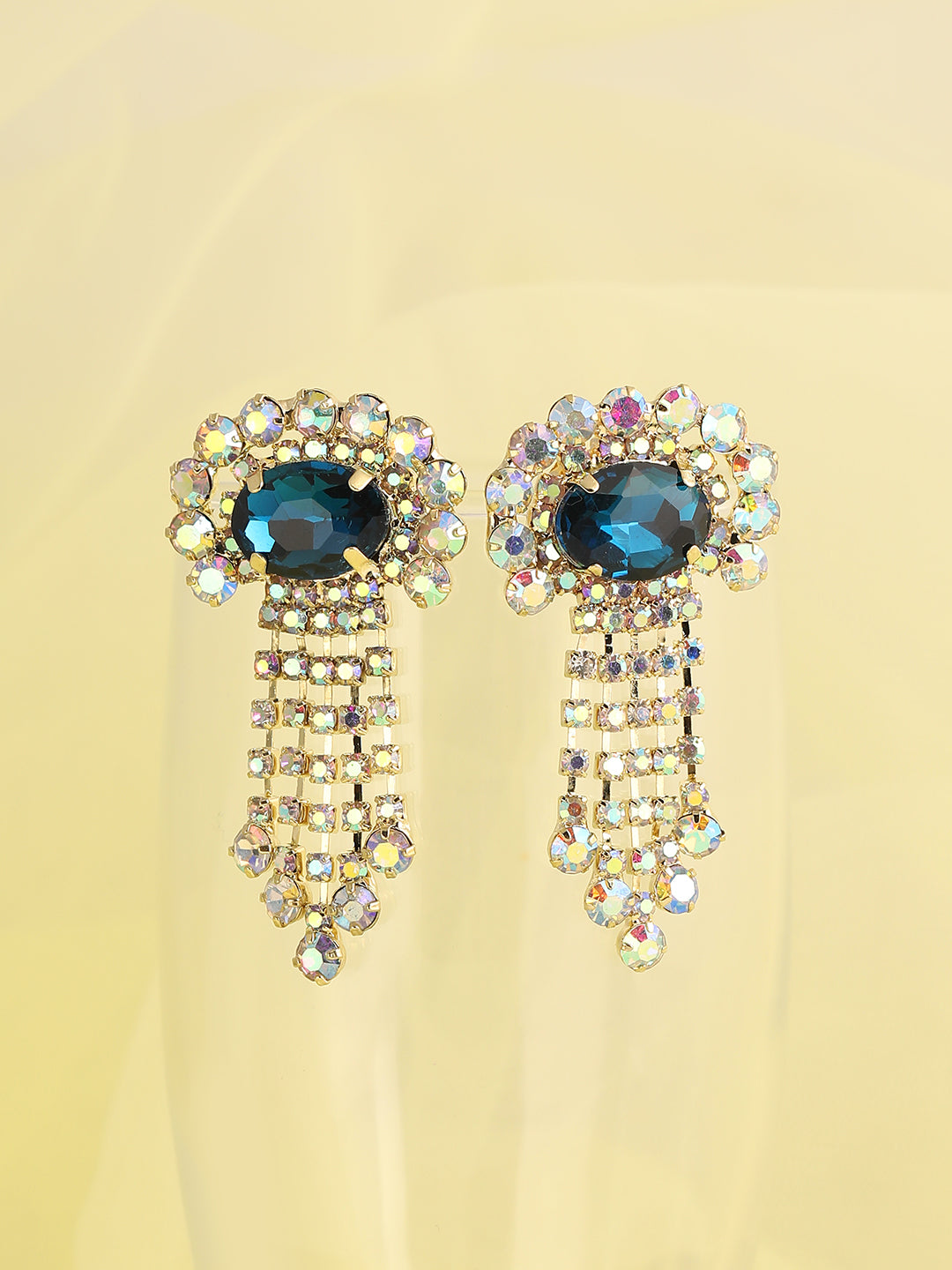 GOLD PLATED PARTY DESIGNER STONE DROP EARRING FOR WOMEN