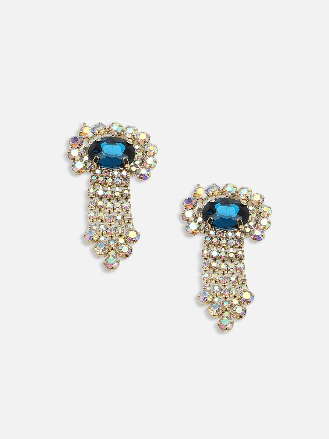 GOLD PLATED PARTY DESIGNER STONE DROP EARRING FOR WOMEN
