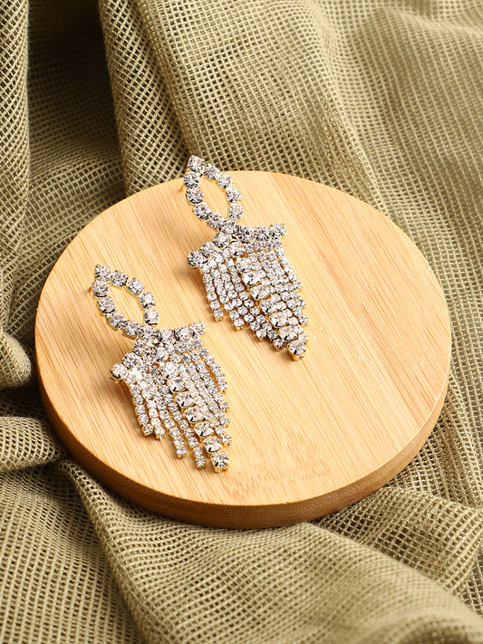 GOLD PLATED PARTY DESIGNER STONE DROP EARRING FOR WOMEN