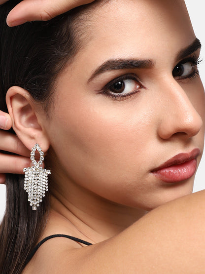 GOLD PLATED PARTY DESIGNER STONE DROP EARRING FOR WOMEN