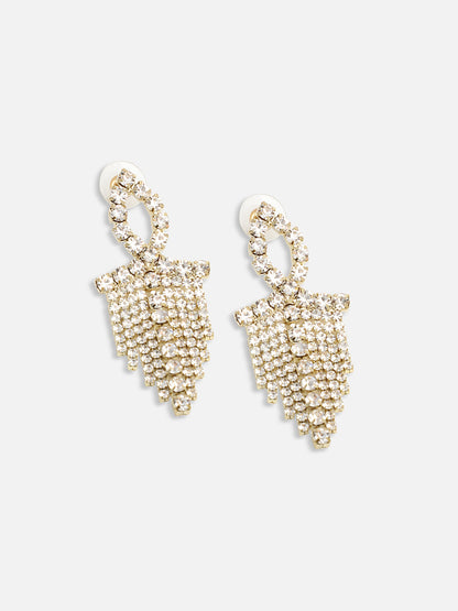 GOLD PLATED PARTY DESIGNER STONE DROP EARRING FOR WOMEN