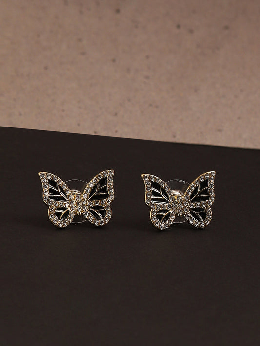 GOLD PLATED CASUAL DESIGNER STONE STUD FOR WOMEN