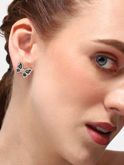 GOLD PLATED CASUAL DESIGNER STONE STUD FOR WOMEN