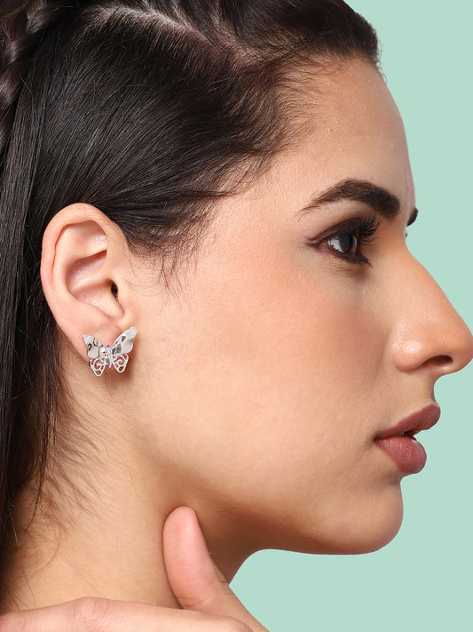 SILVER PLATED CASUAL DESIGNER STONE STUD FOR WOMEN