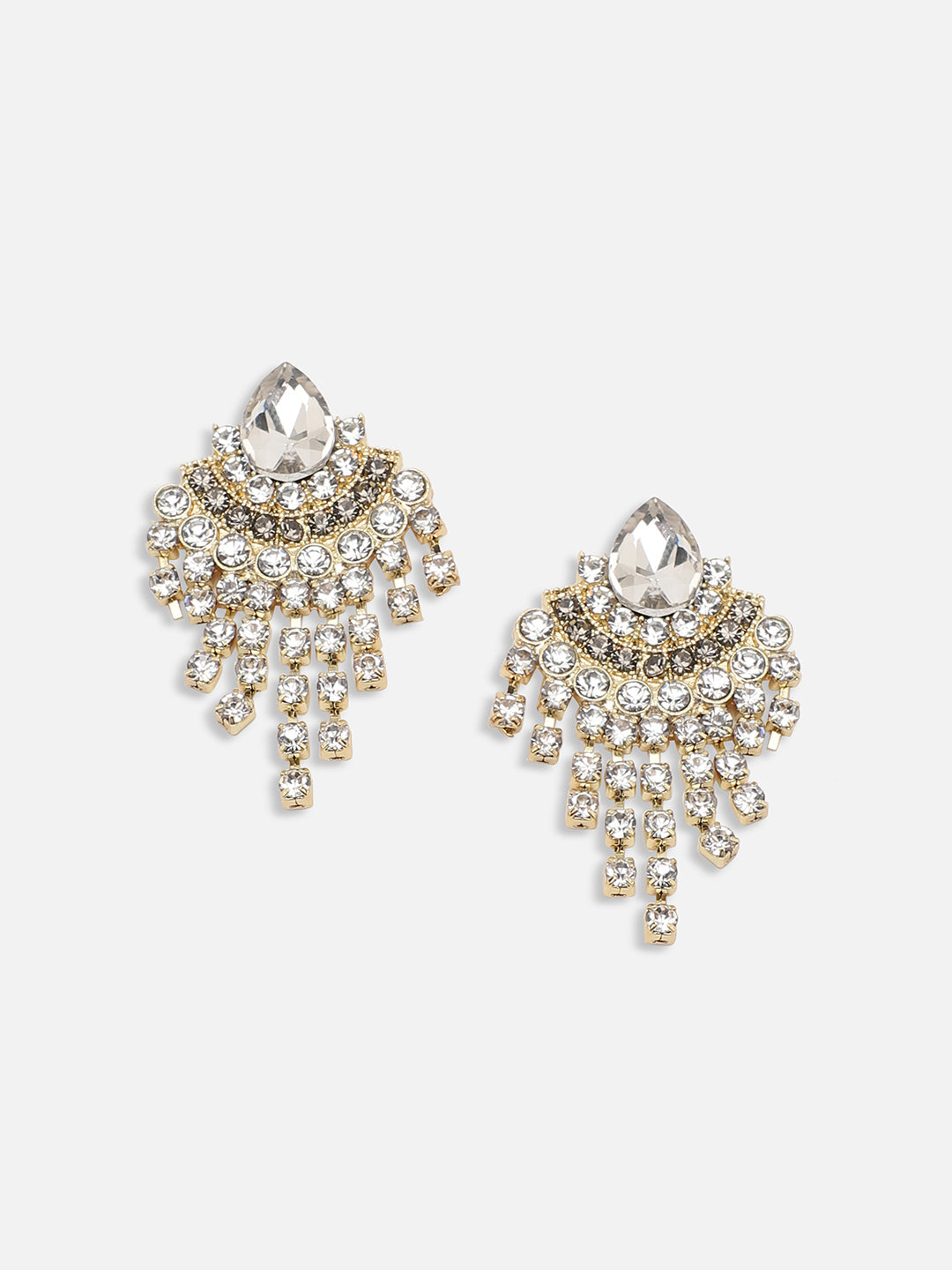 GOLD PLATED PARTY DESIGNER STONE DROP EARRING FOR WOMEN