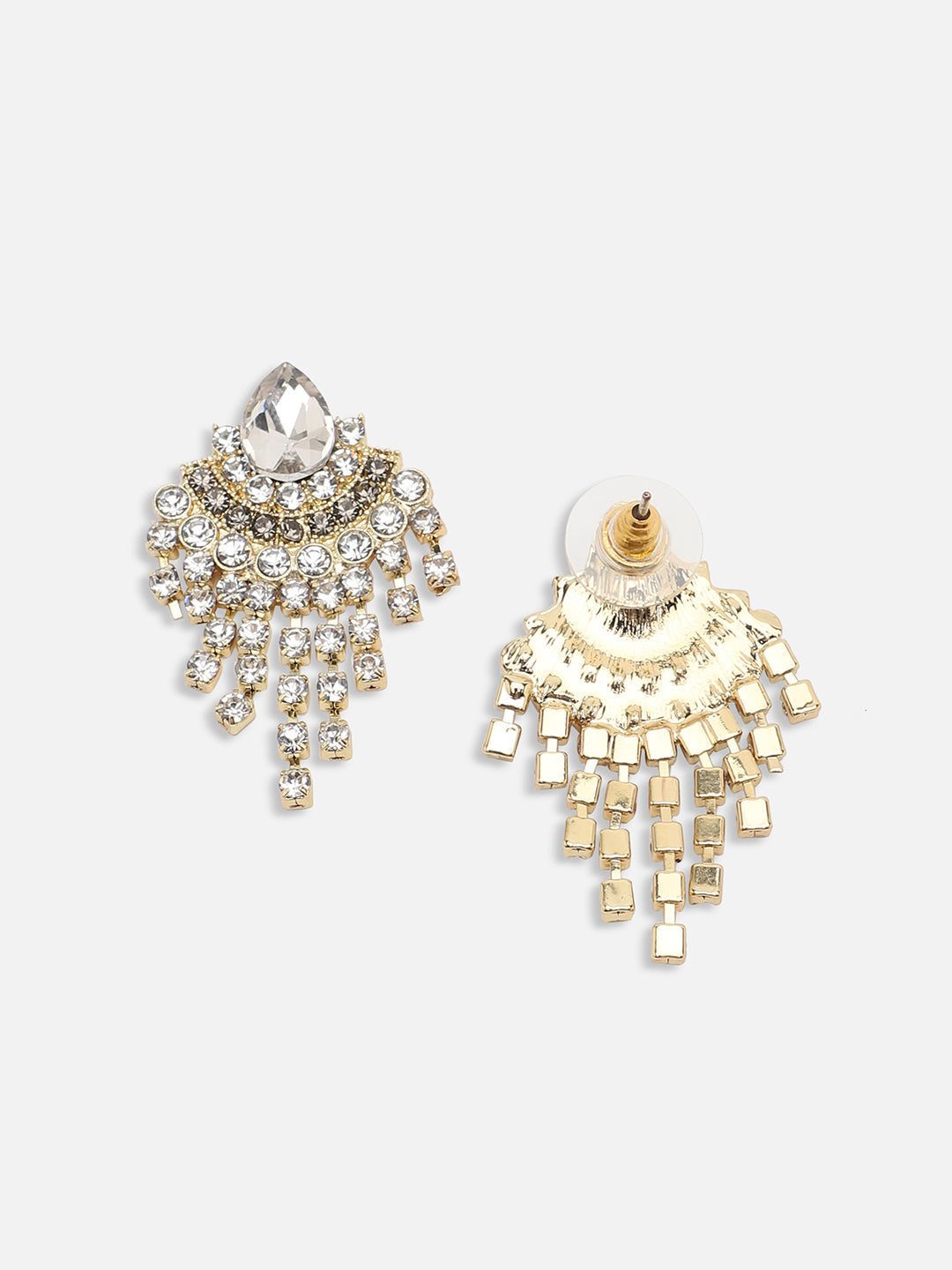 GOLD PLATED PARTY DESIGNER STONE DROP EARRING FOR WOMEN