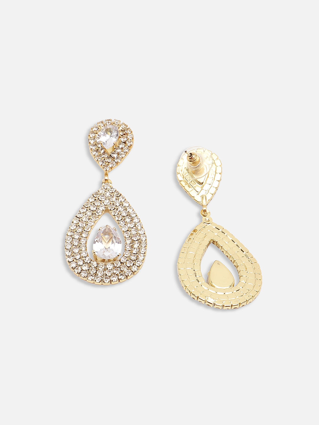GOLD PLATED PARTY DESIGNER STONE DROP EARRING FOR WOMEN