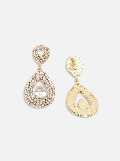 GOLD PLATED PARTY DESIGNER STONE DROP EARRING FOR WOMEN