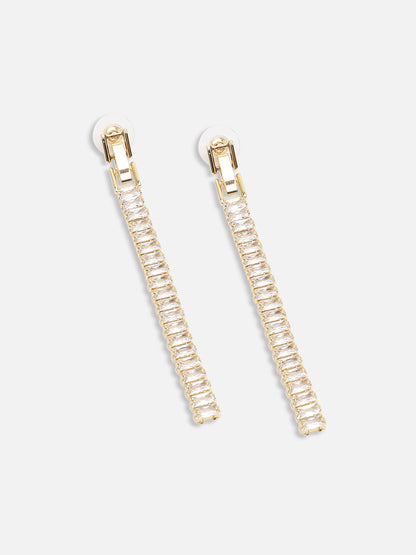GOLD PLATED PARTY DESIGNER STONE DROP EARRING FOR WOMEN