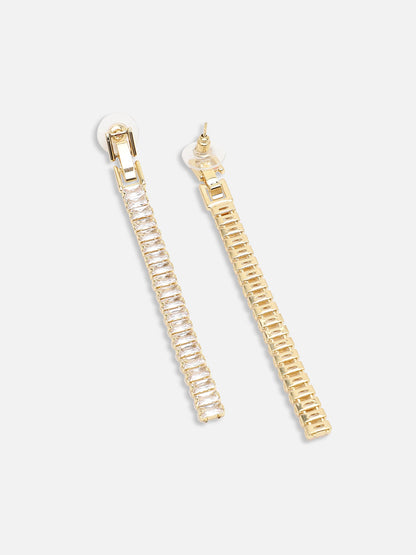 GOLD PLATED PARTY DESIGNER STONE DROP EARRING FOR WOMEN