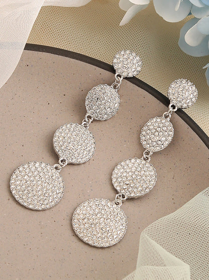 SILVER PLATED PARTY DESIGNER STONE DROP EARRING FOR WOMEN