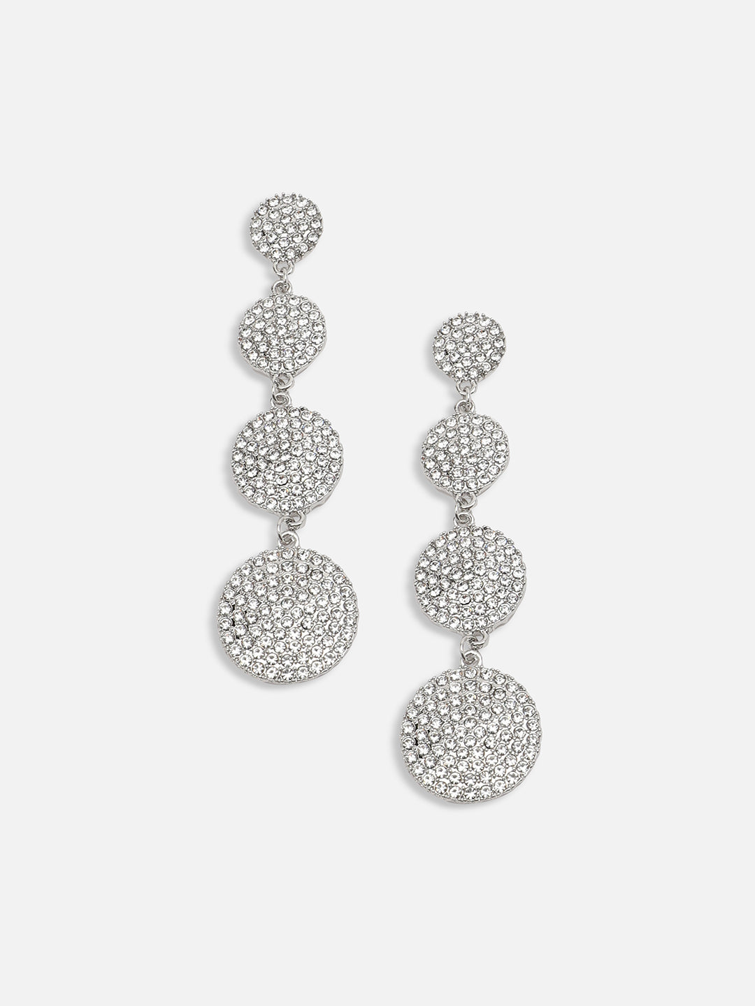 SILVER PLATED PARTY DESIGNER STONE DROP EARRING FOR WOMEN