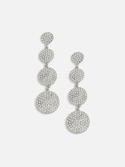 SILVER PLATED PARTY DESIGNER STONE DROP EARRING FOR WOMEN