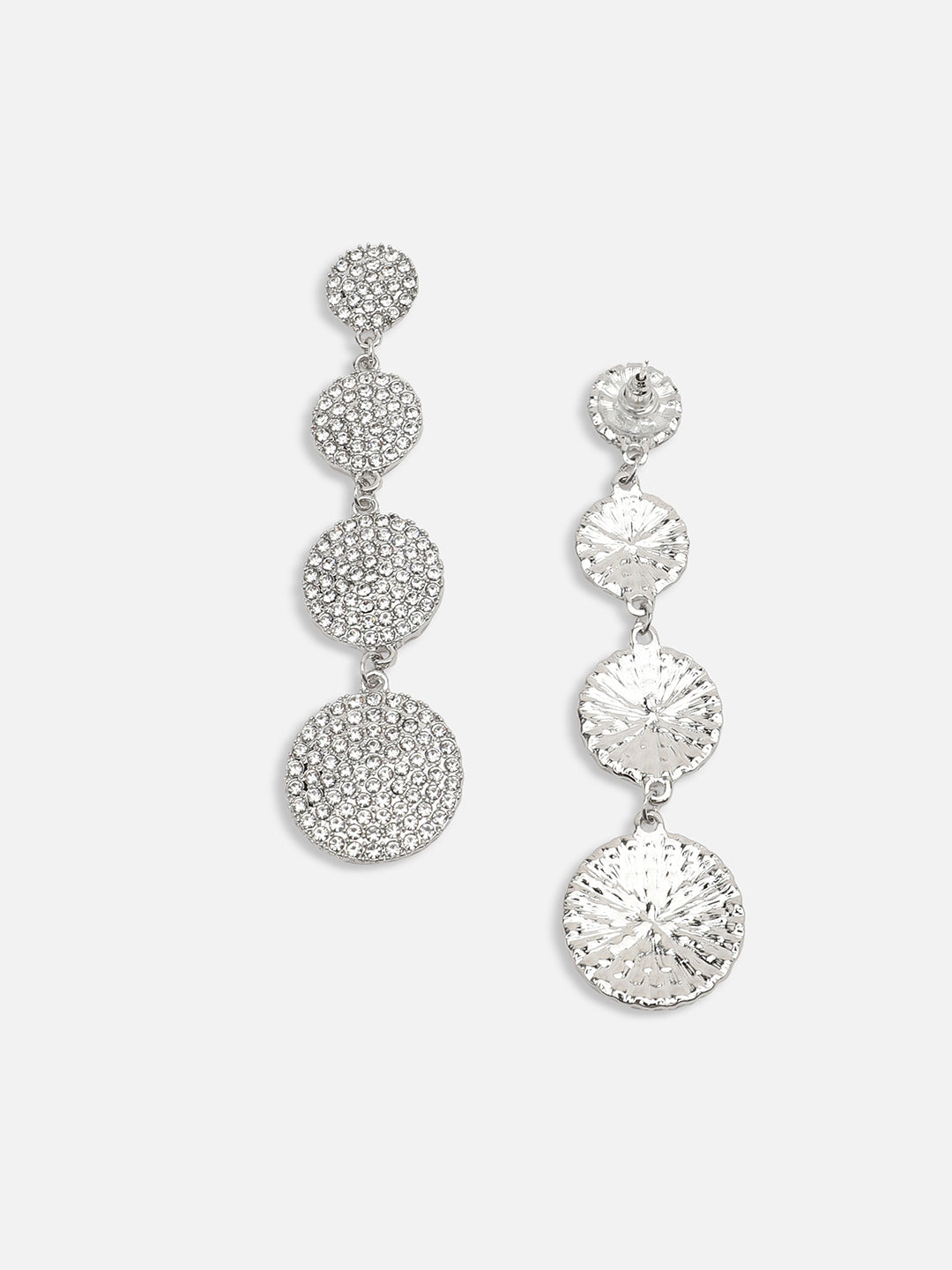 SILVER PLATED PARTY DESIGNER STONE DROP EARRING FOR WOMEN