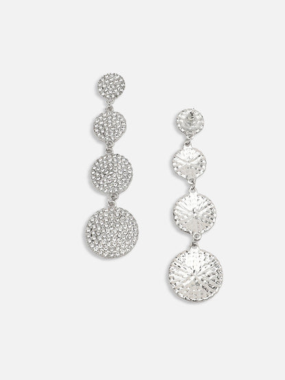 SILVER PLATED PARTY DESIGNER STONE DROP EARRING FOR WOMEN