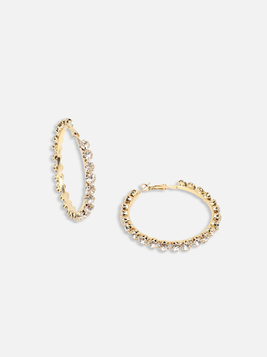 GOLD PLATED PARTY DESIGNER STONE HOOP EARRING FOR WOMEN