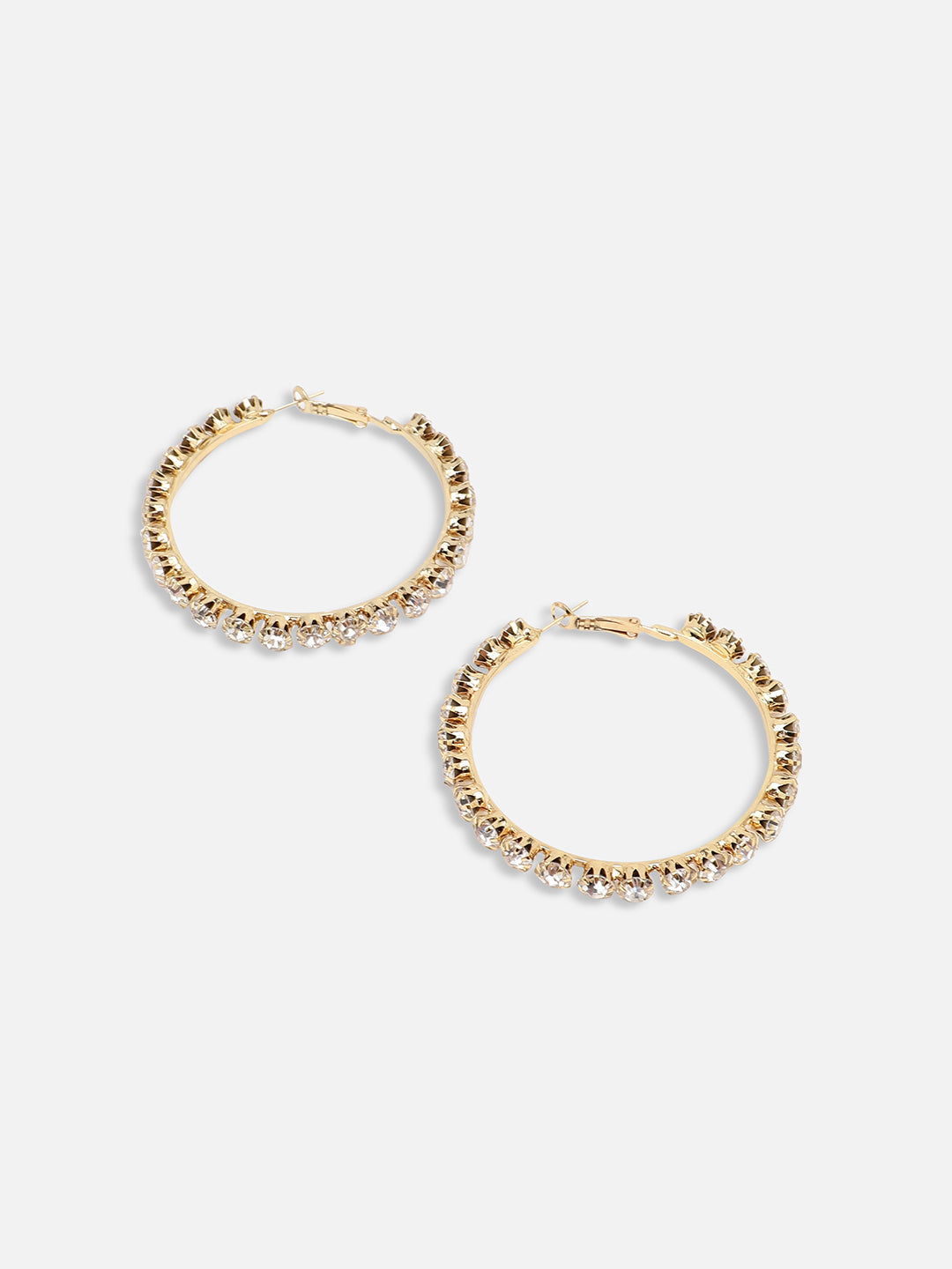 GOLD PLATED PARTY DESIGNER STONE HOOP EARRING FOR WOMEN