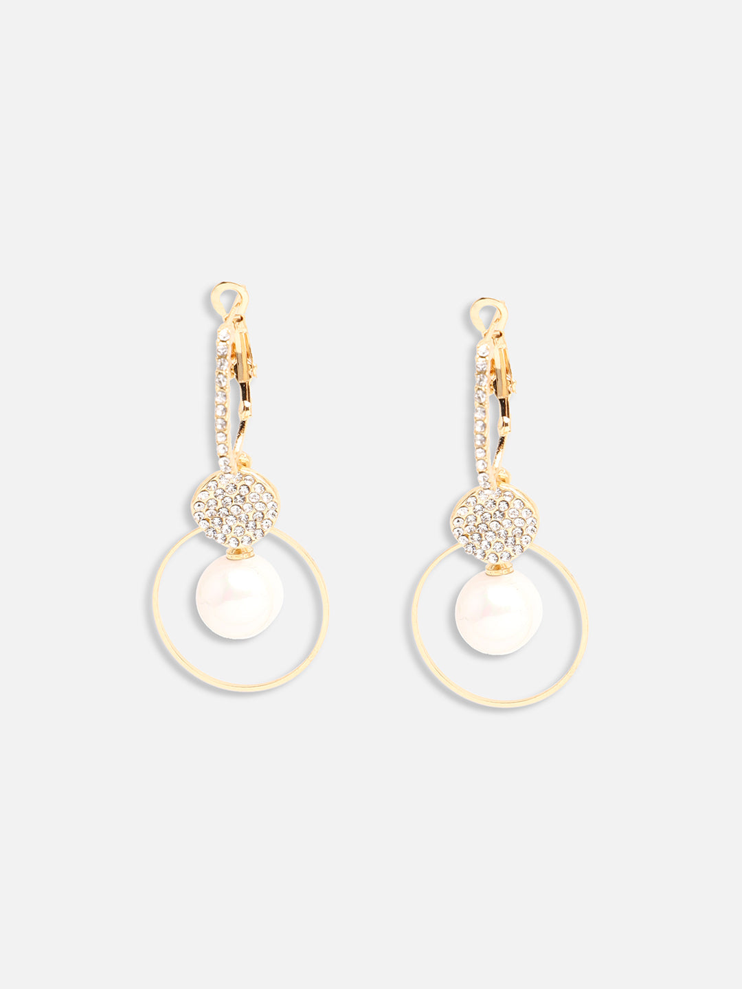 GOLD PLATED PARTY PEARLS DROP EARRING FOR WOMEN