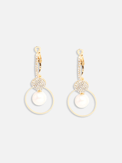 GOLD PLATED PARTY PEARLS DROP EARRING FOR WOMEN