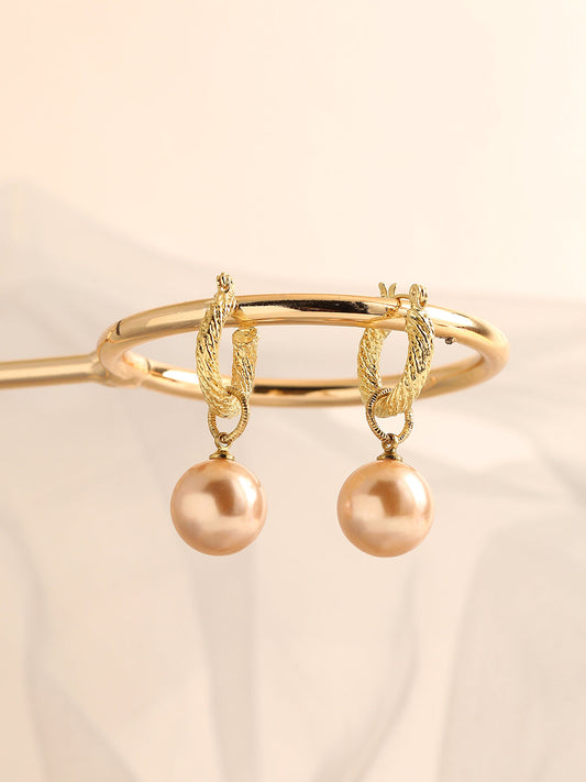 GOLD PLATED PARTY PEARLS DROP EARRING FOR WOMEN