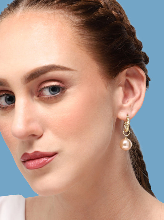 GOLD PLATED PARTY PEARLS DROP EARRING FOR WOMEN