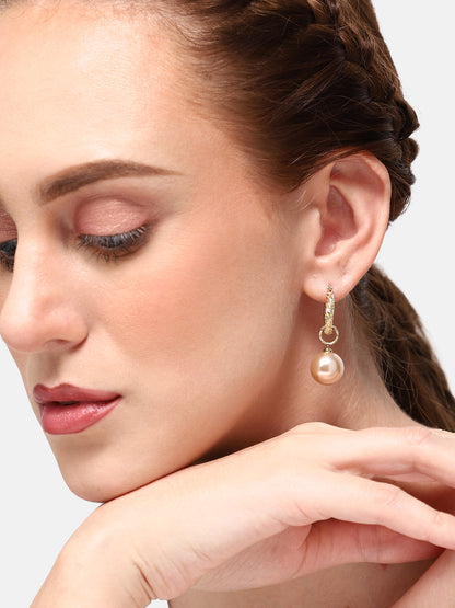GOLD PLATED PARTY PEARLS DROP EARRING FOR WOMEN