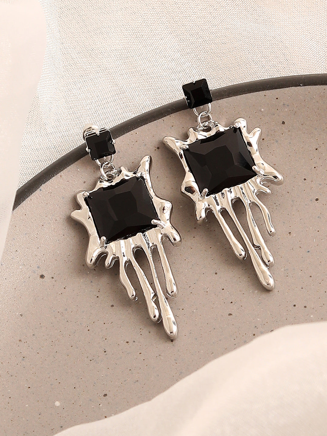 GOLD PLATED PARTY DESIGNER STONE DROP EARRING FOR WOMEN