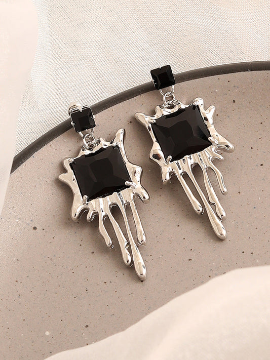 GOLD PLATED PARTY DESIGNER STONE DROP EARRING FOR WOMEN