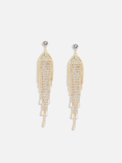 GOLD PLATED PARTY DESIGNER STONE DROP EARRING FOR WOMEN