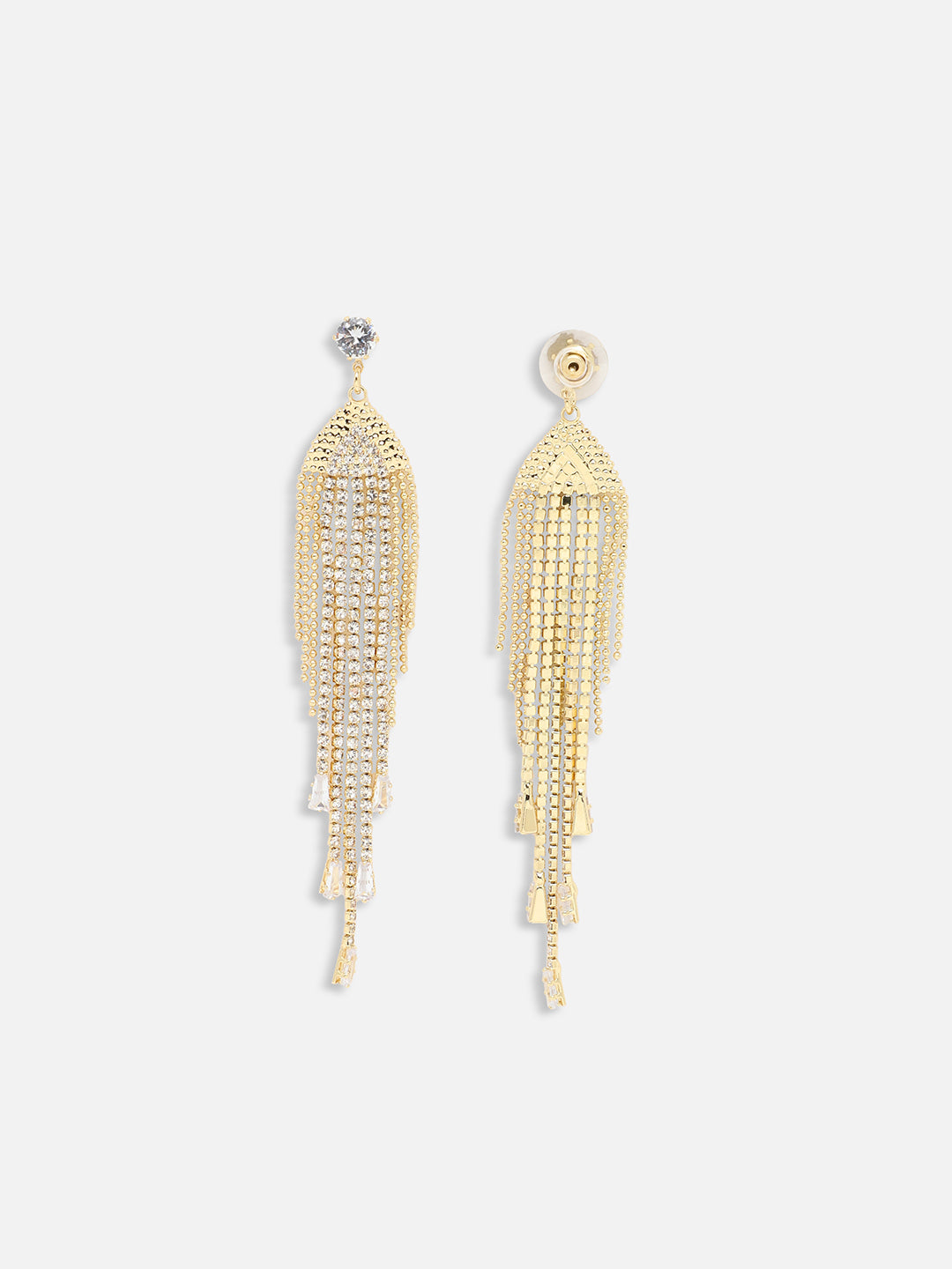 GOLD PLATED PARTY DESIGNER STONE DROP EARRING FOR WOMEN