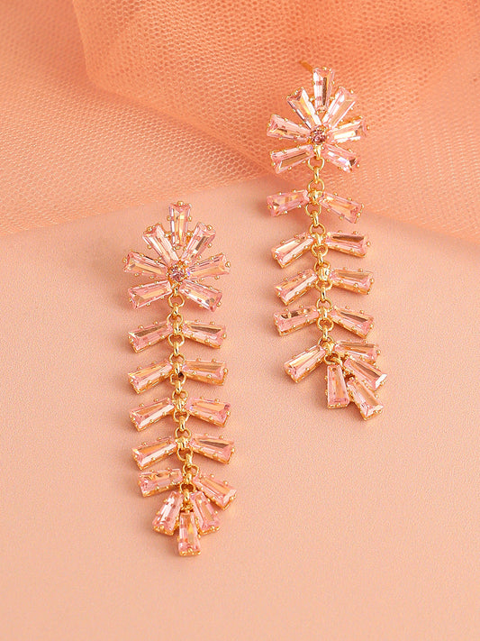 GOLD PLATED PARTY DESIGNER STONE DROP EARRING FOR WOMEN
