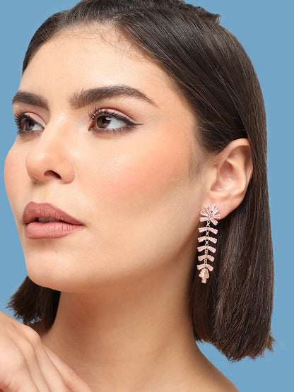 GOLD PLATED PARTY DESIGNER STONE DROP EARRING FOR WOMEN