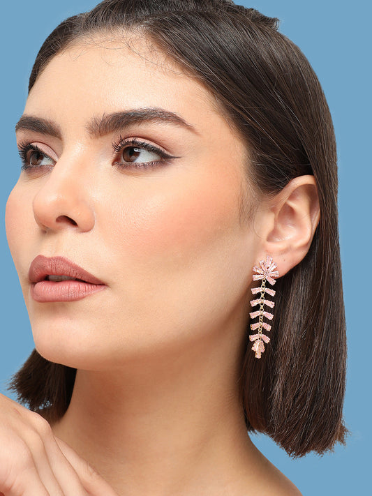 GOLD PLATED PARTY DESIGNER STONE DROP EARRING FOR WOMEN