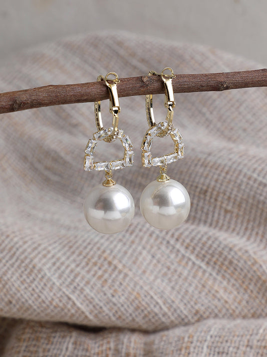 GOLD PLATED PARTY DESIGNER STONE DROP EARRING FOR WOMEN