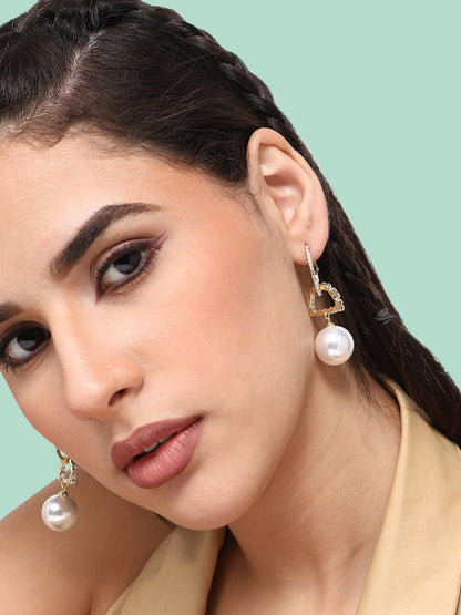 GOLD PLATED PARTY DESIGNER STONE DROP EARRING FOR WOMEN