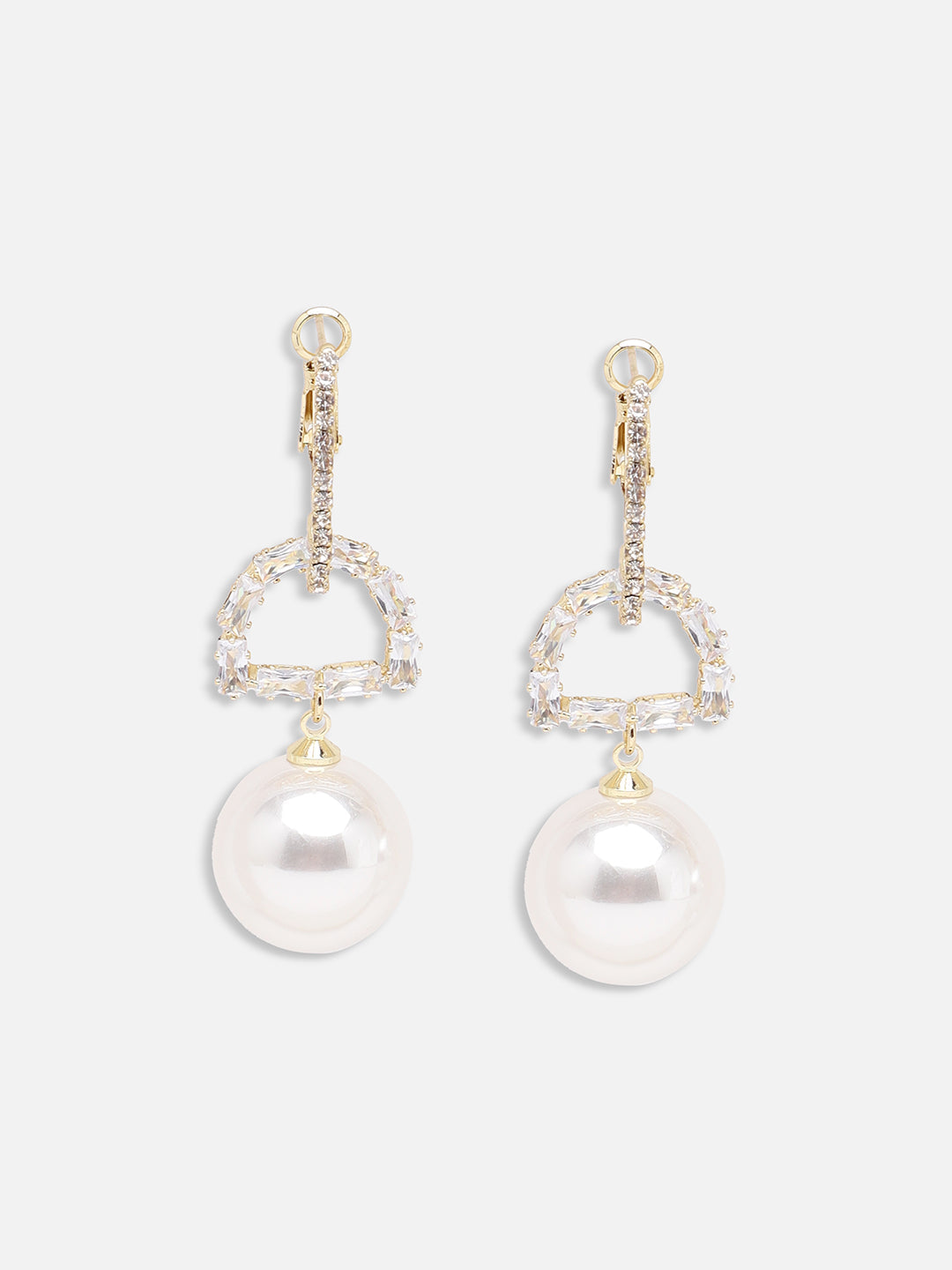 GOLD PLATED PARTY DESIGNER STONE DROP EARRING FOR WOMEN